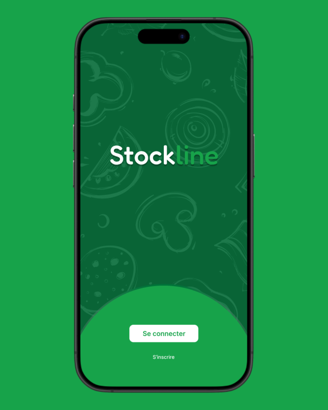 Écran de connexion de l'application mobile de gestion de stock Stockline