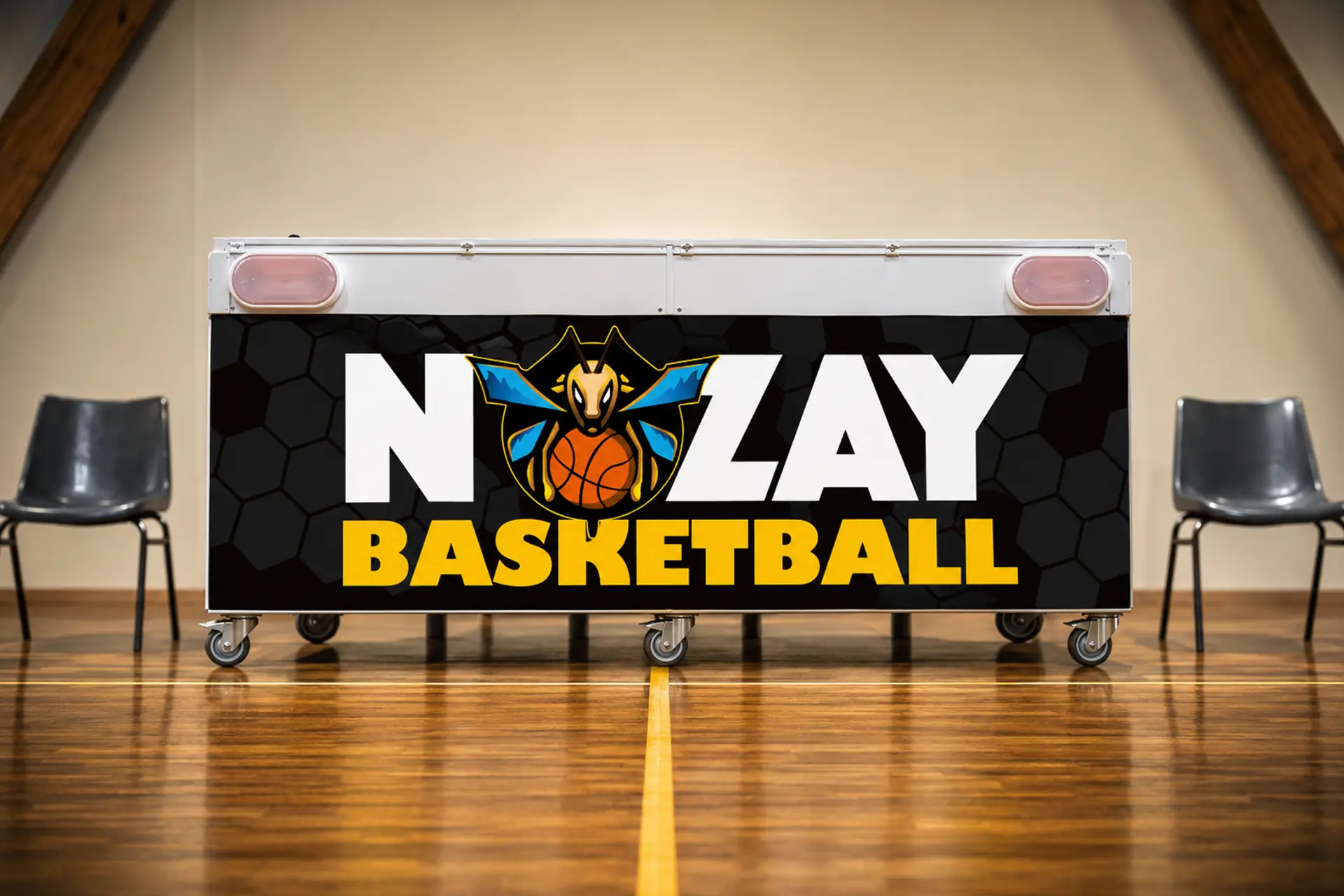 Panneau de salle de sport du club de basket AS Nozay
