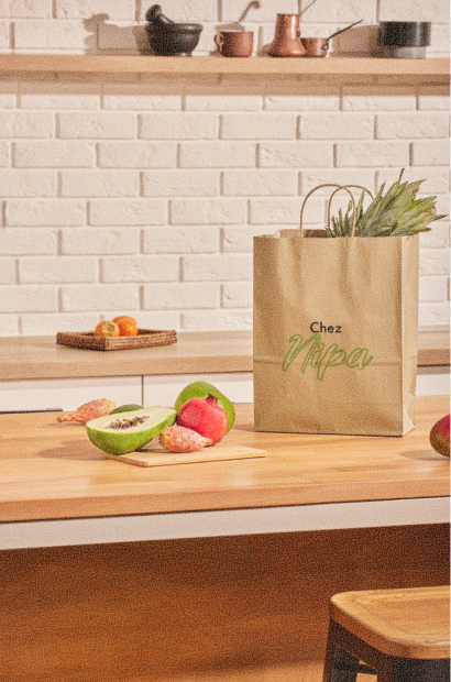 Sac kraft à emporter brandé Chez Nipa, restaurant thaïlandais