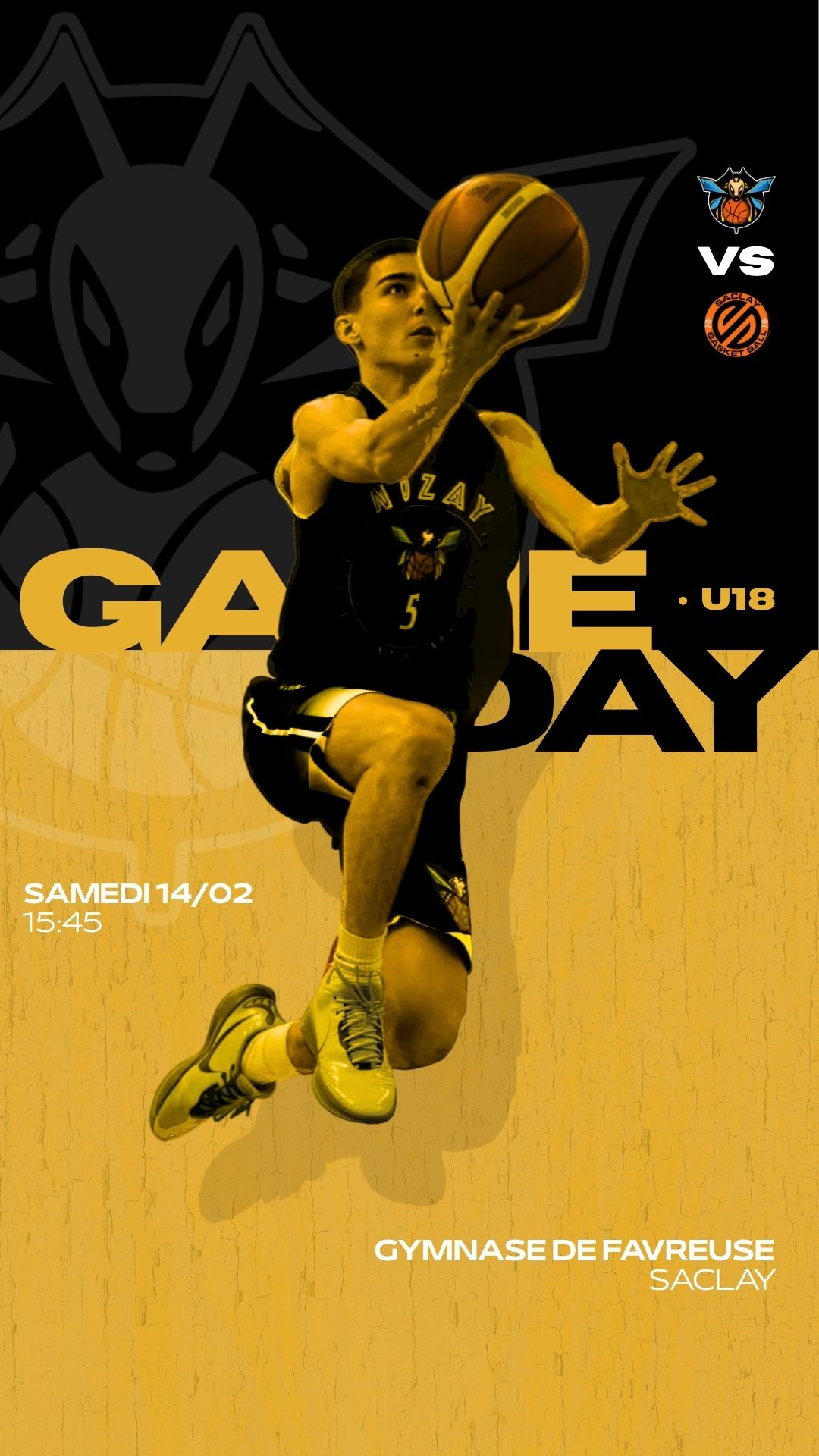 Affiche Game Day équipe U18 du club de basket AS Nozay