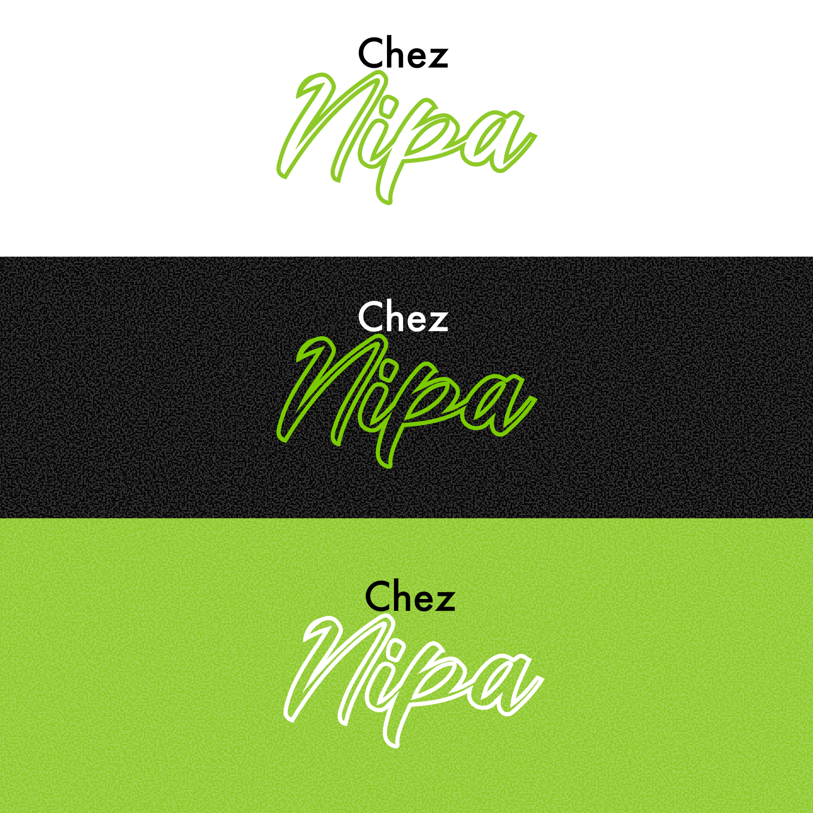 Identité de marque Chez Nipa, restaurant thaïlandais — logotype en trois versions