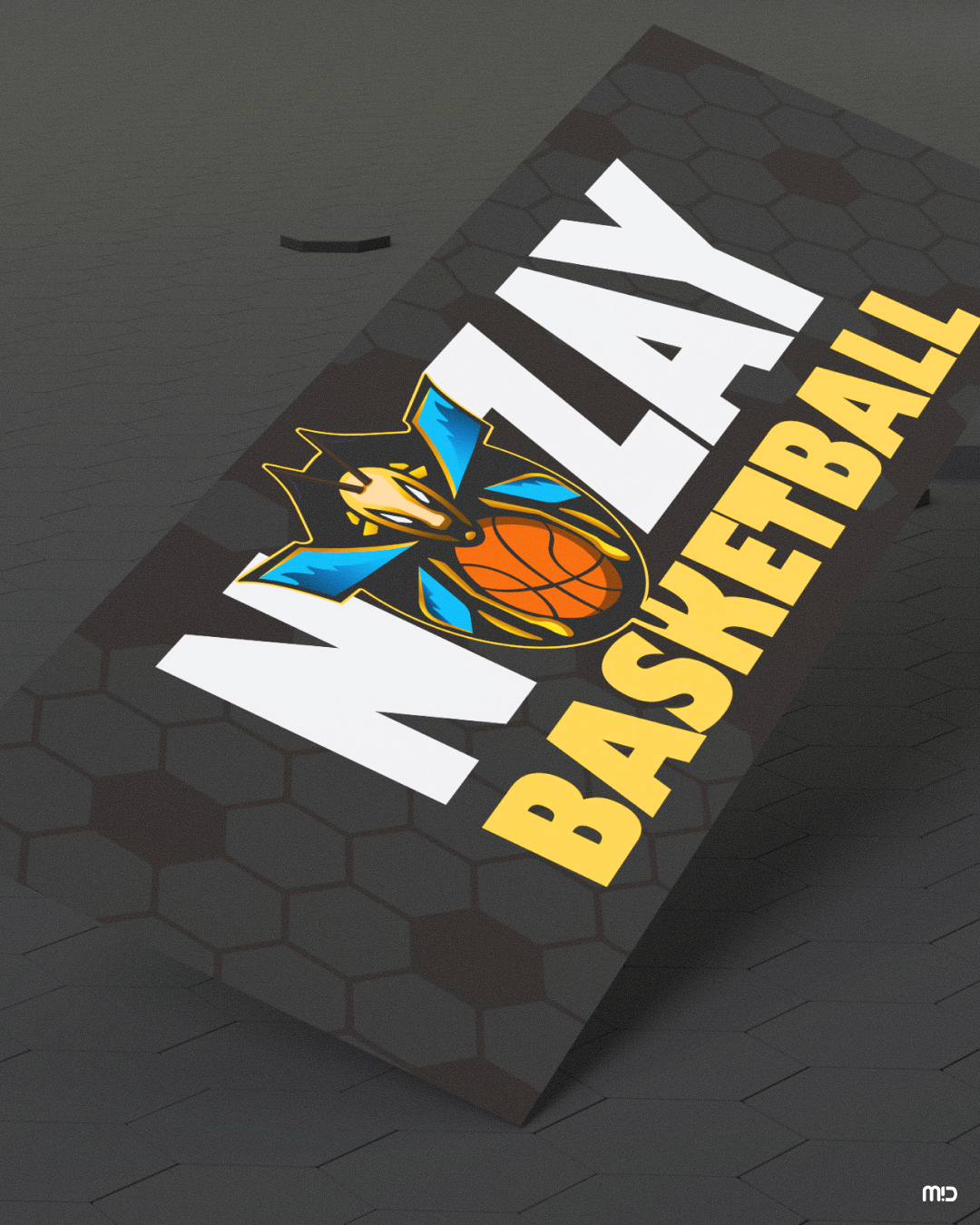 Pancarte publicitaire du club de basket AS Nozay en situation